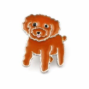 Cute Brown Poodle Dog Enamel Pin – Cartoon Puppy Brooch